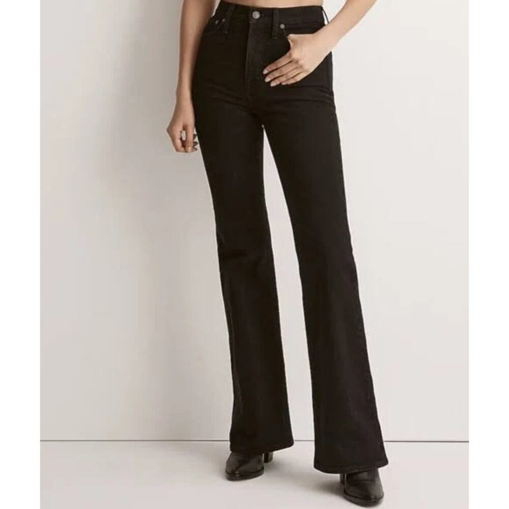 Madewell The Perfect Vintage Flare Jean Black High‎ Rise Stretch Denim Size 27